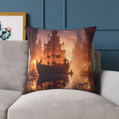 Artistic Ocean Voyage in Abandoned Kingdom Pillow - Decorative Cushion Nautical Home Decor Coastal Living Room Accent