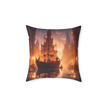 Artistic Ocean Voyage in Abandoned Kingdom Pillow - Decorative Cushion Nautical Home Decor Coastal Living Room Accent