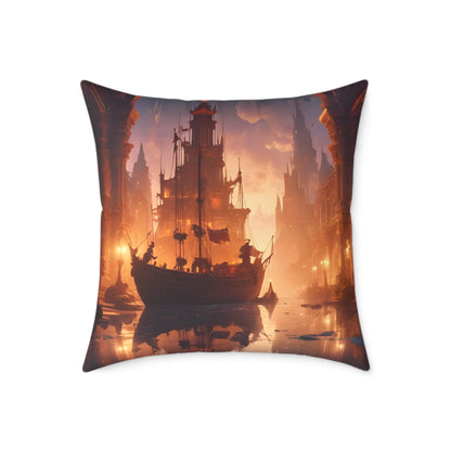 Artistic Ocean Voyage in Abandoned Kingdom Pillow - Decorative Cushion Nautical Home Decor Coastal Living Room Accent