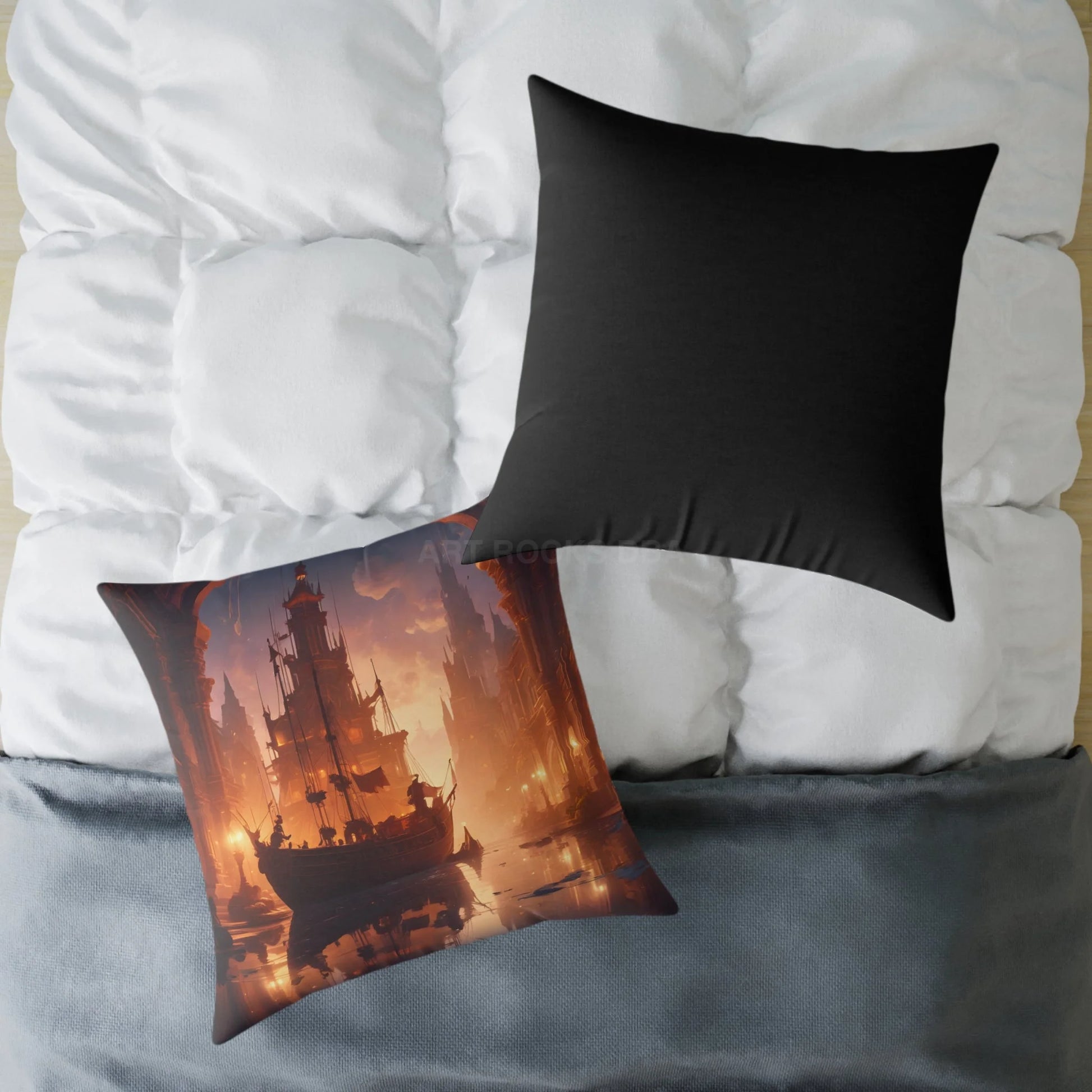 Artistic Ocean Voyage in Abandoned Kingdom Pillow - Decorative Cushion Nautical Home Decor Coastal Living Room Accent