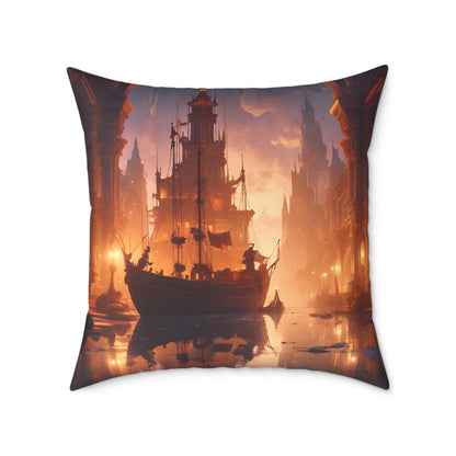 Artistic Ocean Voyage in Abandoned Kingdom Pillow - Decorative Cushion Nautical Home Decor Coastal Living Room Accent