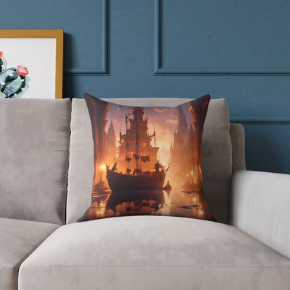 Artistic Ocean Voyage in Abandoned Kingdom Pillow - Decorative Cushion Nautical Home Decor Coastal Living Room Accent