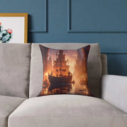 Artistic Ocean Voyage in Abandoned Kingdom Pillow - Decorative Cushion Nautical Home Decor Coastal Living Room Accent