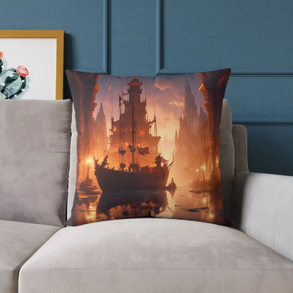 Artistic Ocean Voyage in Abandoned Kingdom Pillow - Decorative Cushion Nautical Home Decor Coastal Living Room Accent