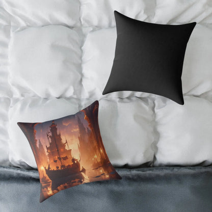 Artistic Ocean Voyage in Abandoned Kingdom Pillow - Decorative Cushion Nautical Home Decor Coastal Living Room Accent