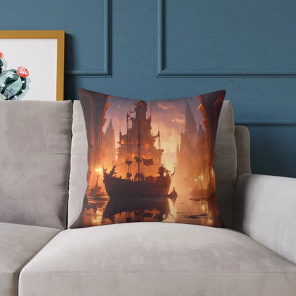 Artistic Ocean Voyage in Abandoned Kingdom Pillow - Decorative Cushion Nautical Home Decor Coastal Living Room Accent