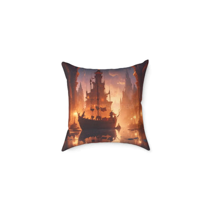 Artistic Ocean Voyage in Abandoned Kingdom Pillow - Decorative Cushion Nautical Home Decor Coastal Living Room Accent