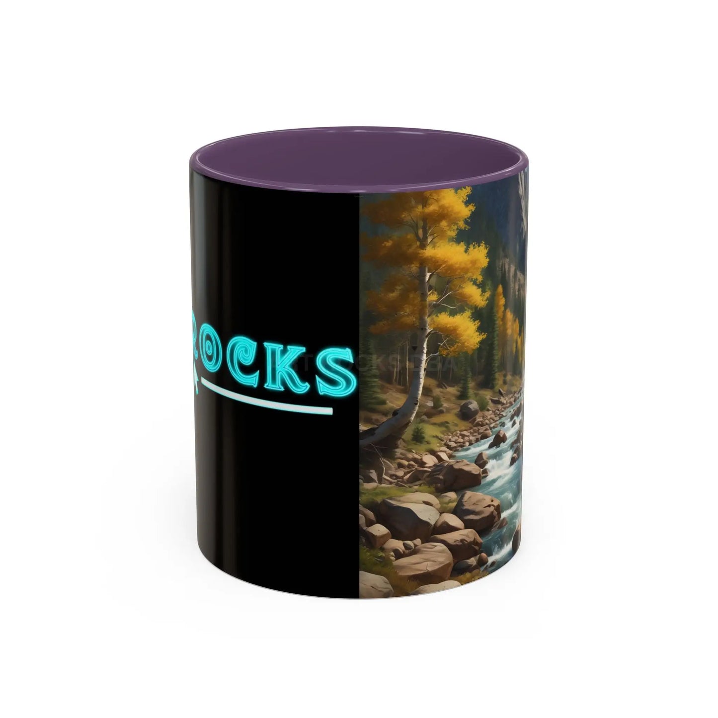 Aspen River Cabin Coffee Mug — Nature Landscape Accent Mug (11/15 oz) - 11oz / Purple - Mug