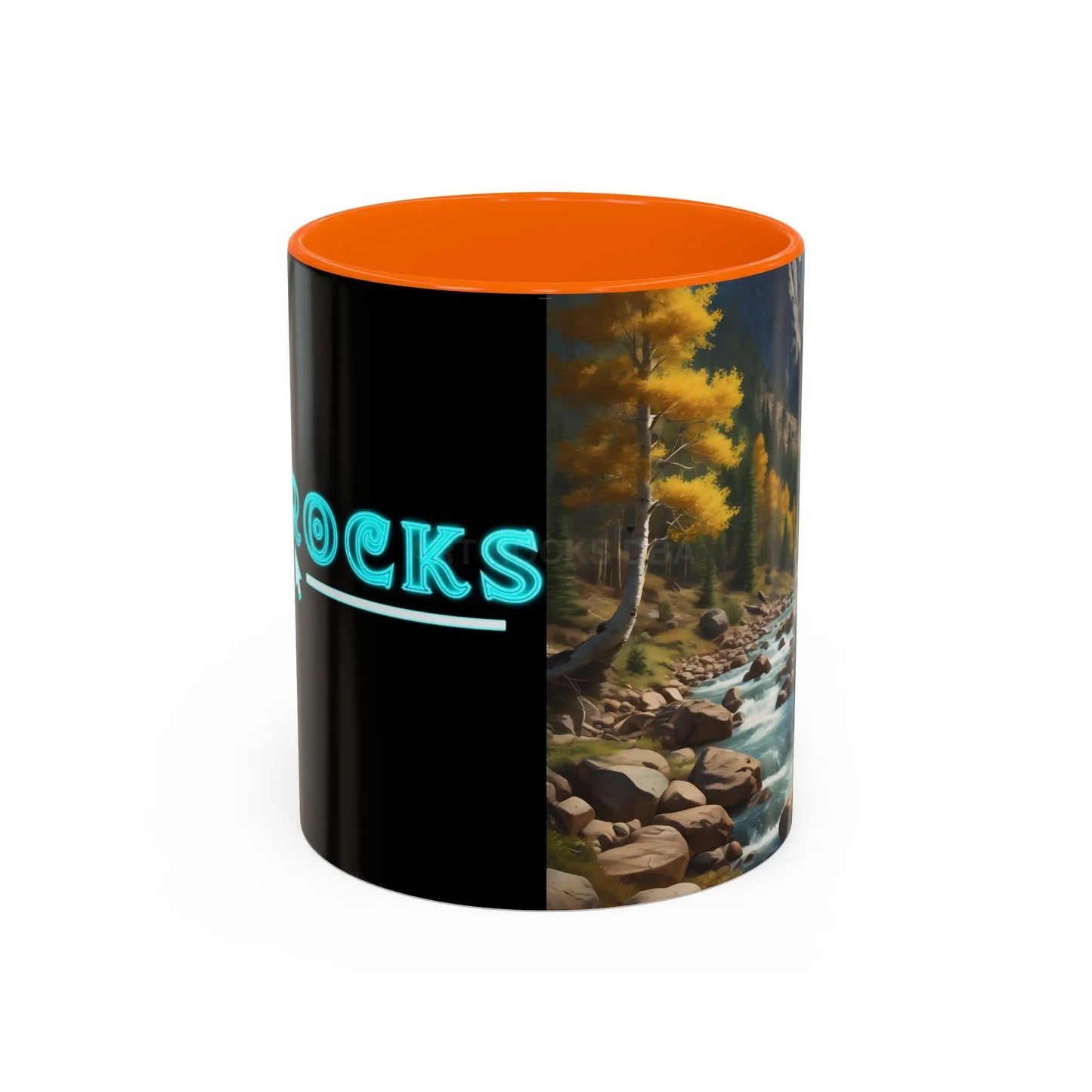 Aspen River Cabin Coffee Mug — Nature Landscape Accent Mug (11/15 oz) - 11oz / Orange - Mug