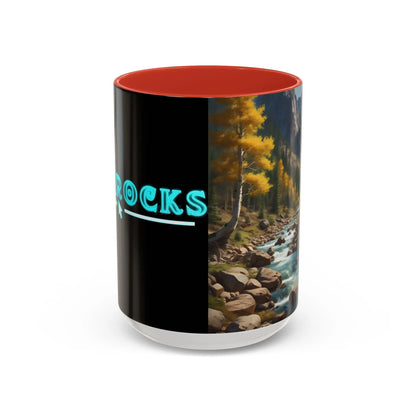 Aspen River Cabin Coffee Mug — Nature Landscape Accent Mug (11/15 oz) - 15oz / Red - Mug