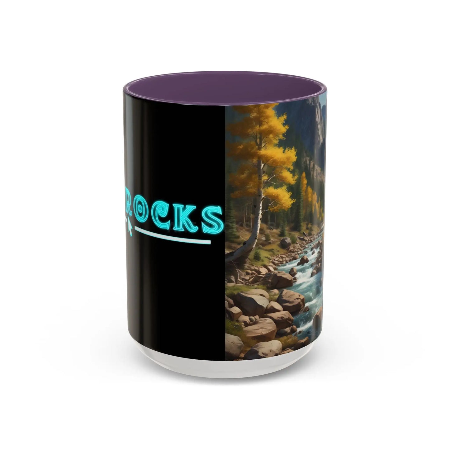 Aspen River Cabin Coffee Mug — Nature Landscape Accent Mug (11/15 oz) - 15oz / Purple - Mug