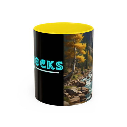 Aspen River Cabin Coffee Mug — Nature Landscape Accent Mug (11/15 oz) - 11oz / Yellow - Mug