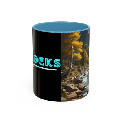 Aspen River Cabin Coffee Mug — Nature Landscape Accent Mug (11/15 oz) - 11oz / Light Blue - Mug