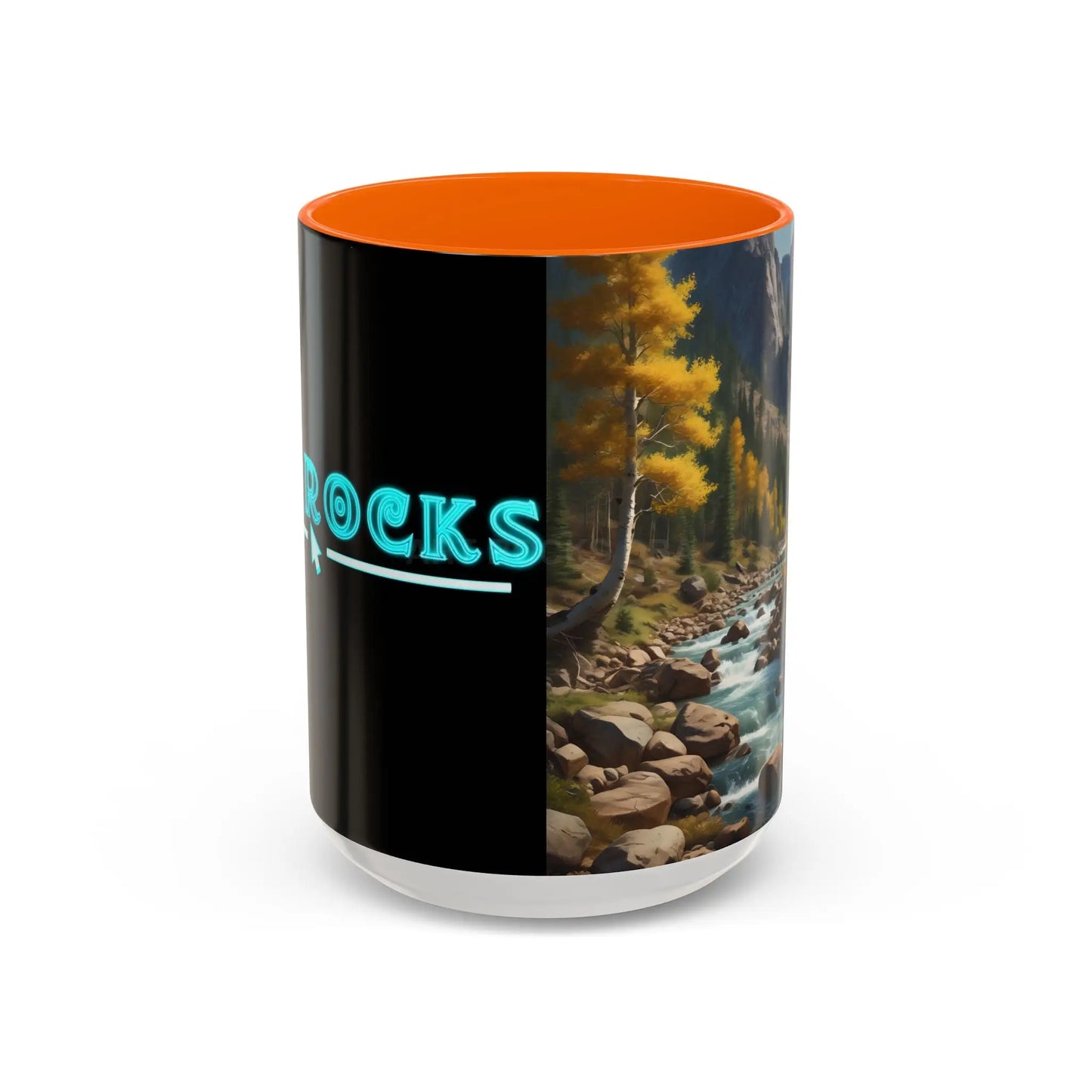 Aspen River Cabin Coffee Mug — Nature Landscape Accent Mug (11/15 oz) - 15oz / Orange - Mug