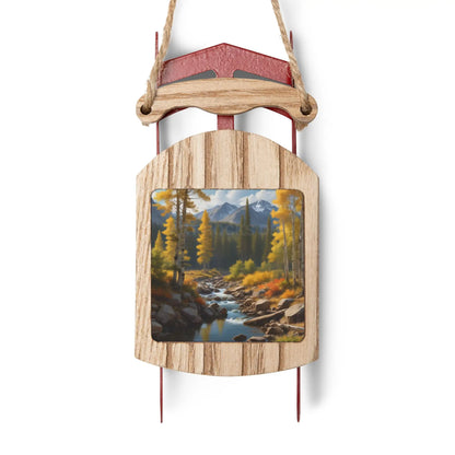 Aspens in the Fall Sled Ornament — Rustic Aspen Leaf Holiday Ornament - 2.1’’ × 4.6’’ / 1 pc - Home Decor