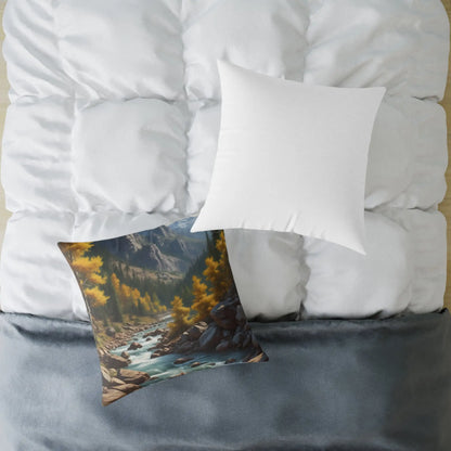 Aspens on The River in The Mountains Decorative Pillow Cozy Home Decor Gift for Nature Lovers Autumn Accent Cushion