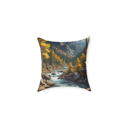 Aspens on The River in The Mountains Decorative Pillow Cozy Home Decor Gift for Nature Lovers Autumn Accent Cushion