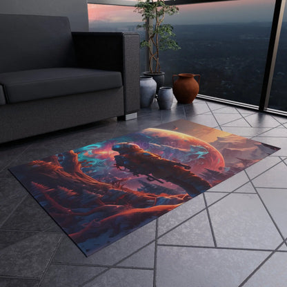 Astronaut Adventure Outdoor Rug Cosmic Patio Decor Space Lover Gift Sci-Fi Garden Mat Unique Camping Rug Starry Night