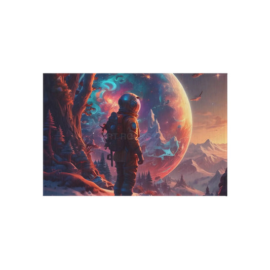 Astronaut Adventure Outdoor Rug Cosmic Patio Decor Space Lover Gift Sci-Fi Garden Mat Unique Camping Rug Starry Night