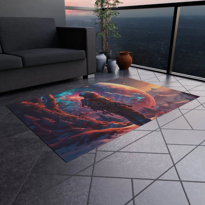Astronaut Adventure Outdoor Rug Cosmic Patio Decor Space Lover Gift Sci-Fi Garden Mat Unique Camping Rug Starry Night