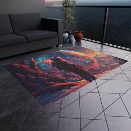 Astronaut Adventure Outdoor Rug Cosmic Patio Decor Space Lover Gift Sci-Fi Garden Mat Unique Camping Rug Starry Night