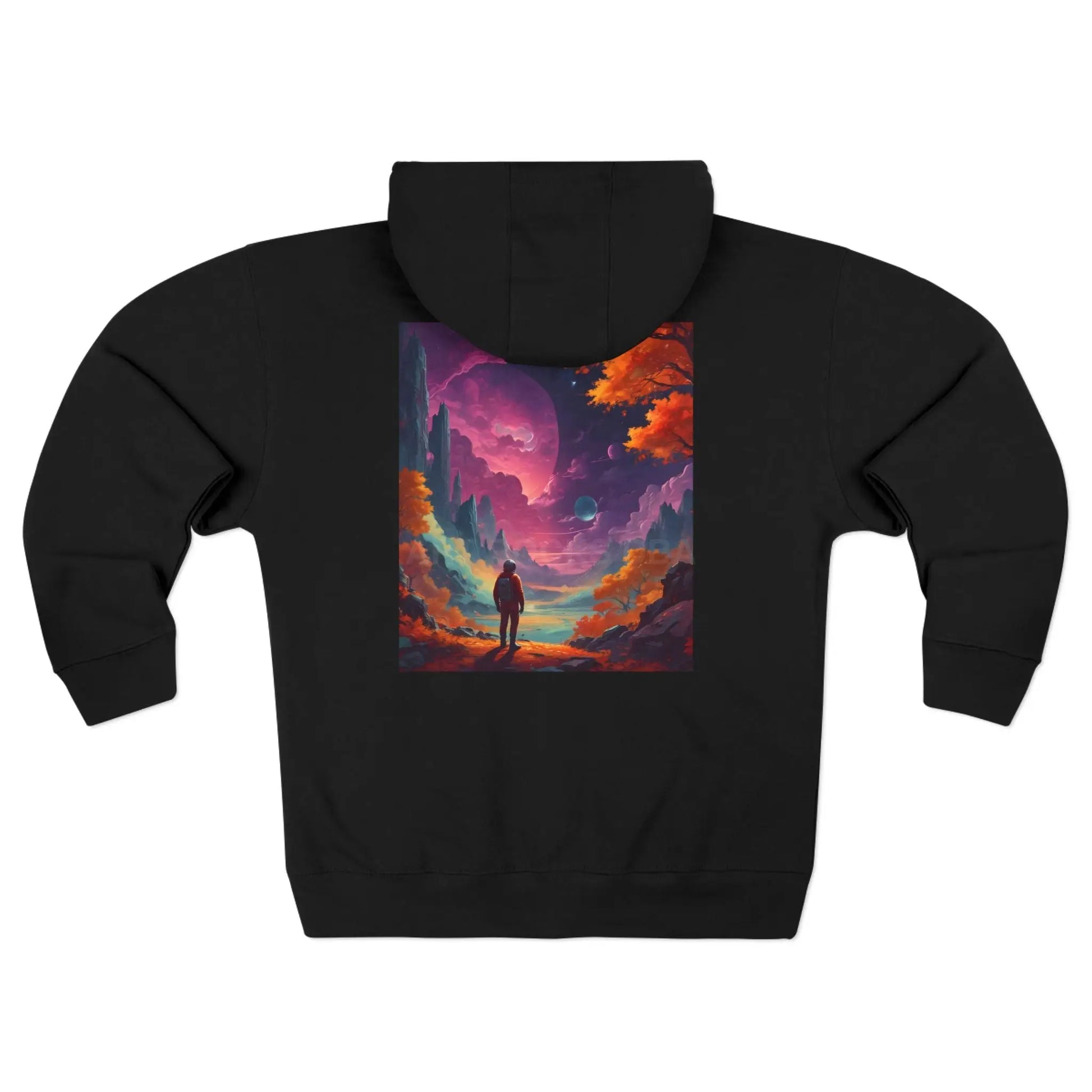 Astronaut in a Surreal Landscape Zip-Up Hoodie - XS / Black - Hoodie