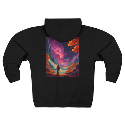 Astronaut in a Surreal Landscape Zip-Up Hoodie - XS / Black - Hoodie
