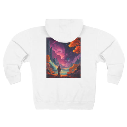 Astronaut in a Surreal Landscape Zip-Up Hoodie - XS / White - Hoodie