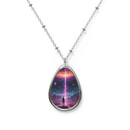 Astronaut Out of This World Oval Necklace - One Size / Silver - Accessories