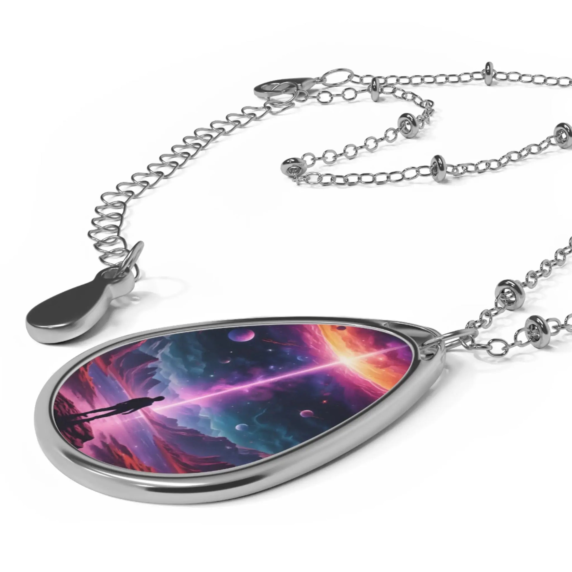 Astronaut Out of This World Oval Necklace - One Size / Silver - Accessories