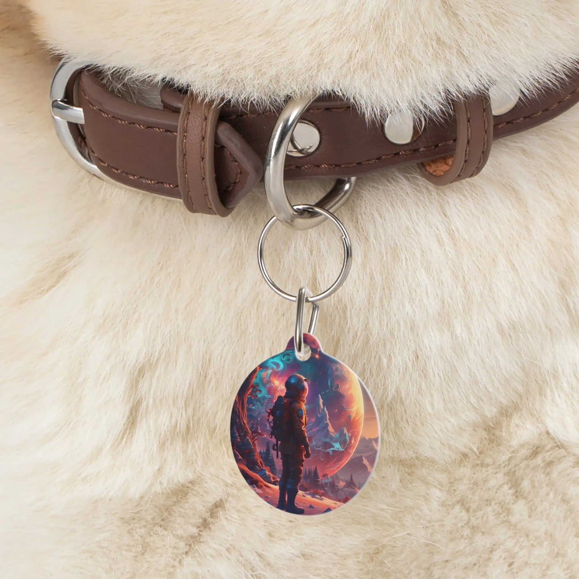 Astronaut Pet Tag — Cosmic Space Adventure Dog ID Tag - 1’’ - Pets