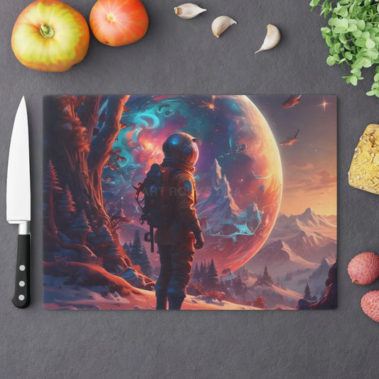 Astronaut Planet Cutting Board — Cosmic Landscape Kitchen Decor - Large - Home Decor