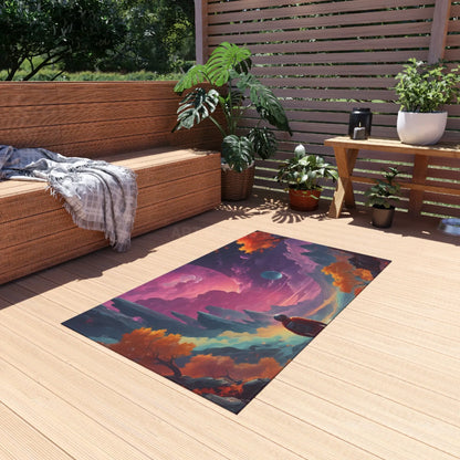 Astronaut Psychedelic Outdoor Rug Nature-themed Rug for Patios Boho Home Decor Galaxy Print Area Rug Camping and Garden