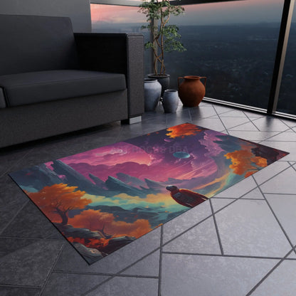 Astronaut Psychedelic Outdoor Rug Nature-themed Rug for Patios Boho Home Decor Galaxy Print Area Rug Camping and Garden