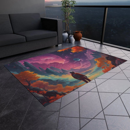 Astronaut Psychedelic Outdoor Rug Nature-themed Rug for Patios Boho Home Decor Galaxy Print Area Rug Camping and Garden