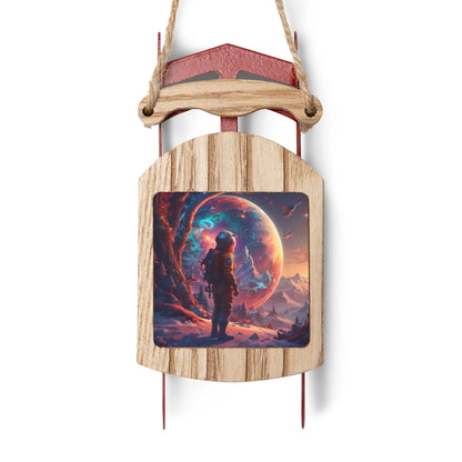 Astronaut Sled Ornament – Space-Themed Holiday Decoration - 2.1’’ × 4.6’’ / 1 pc - Home Decor