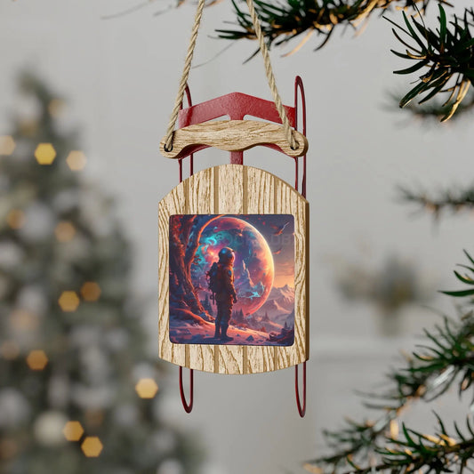 Astronaut Sled Ornament – Space-Themed Holiday Decoration - 2.1’’ × 4.6’’ / 1 pc - Home Decor