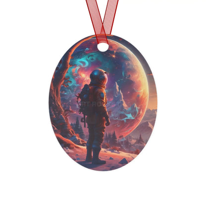 Astronaut Space Scene Metal Ornament — Cosmic Holiday Décor - Oval / One Size - Home Decor