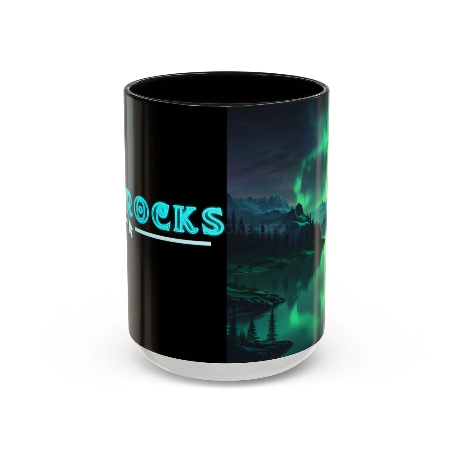 Aurora Borealis Lakeside Coffee Mug – Northern Lights Scenic Accent Mug - 15oz / Black - Mug