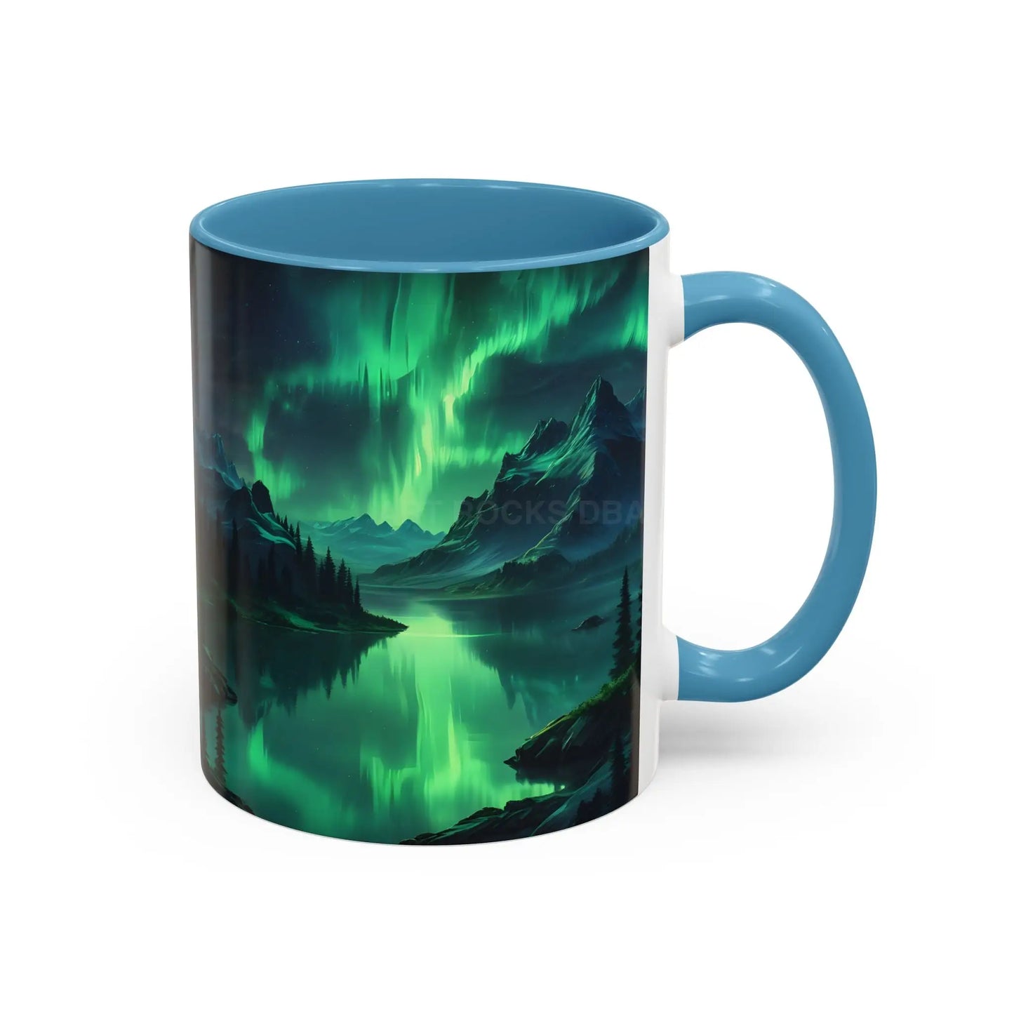 Aurora Borealis Lakeside Coffee Mug – Northern Lights Scenic Accent Mug - Mug