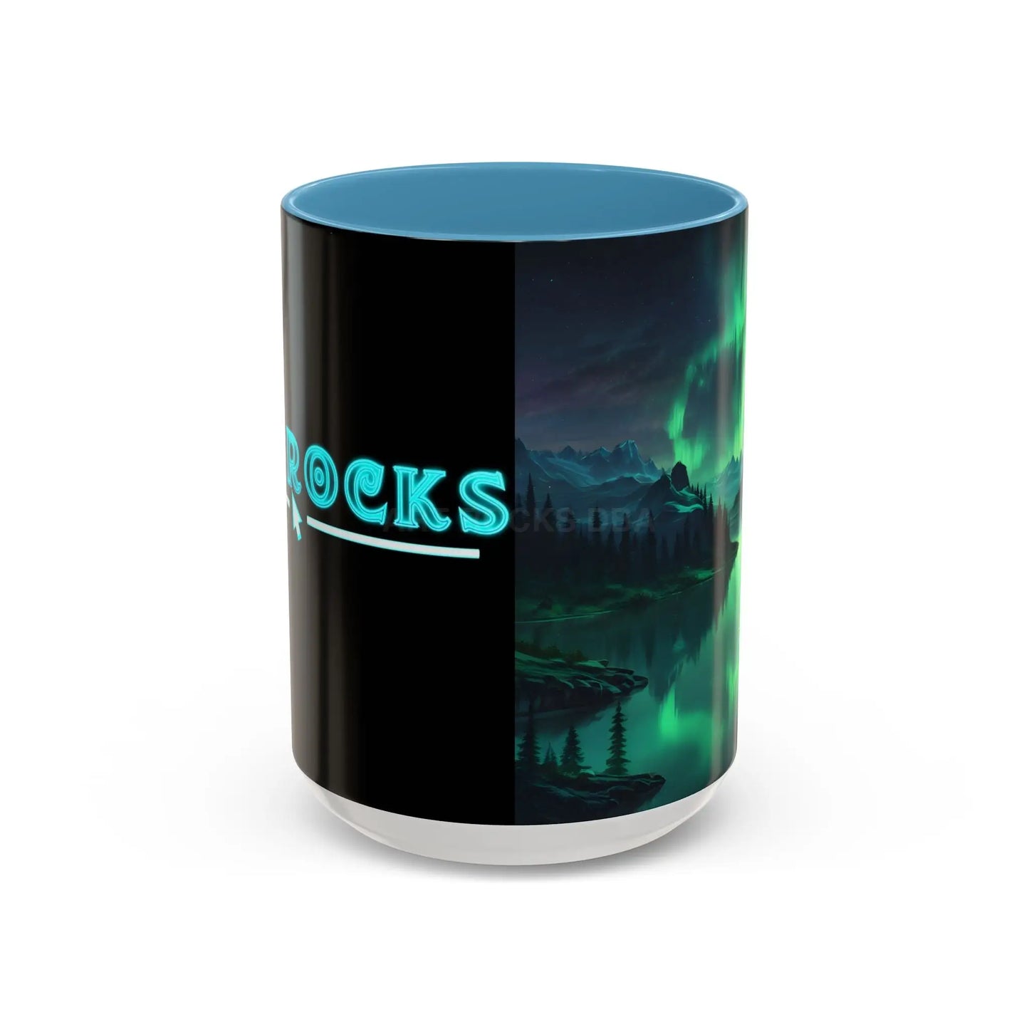 Aurora Borealis Lakeside Coffee Mug – Northern Lights Scenic Accent Mug - 15oz / Light Blue - Mug