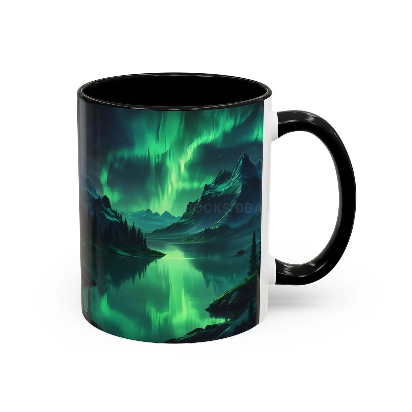 Aurora Borealis Lakeside Coffee Mug – Northern Lights Scenic Accent Mug - Mug