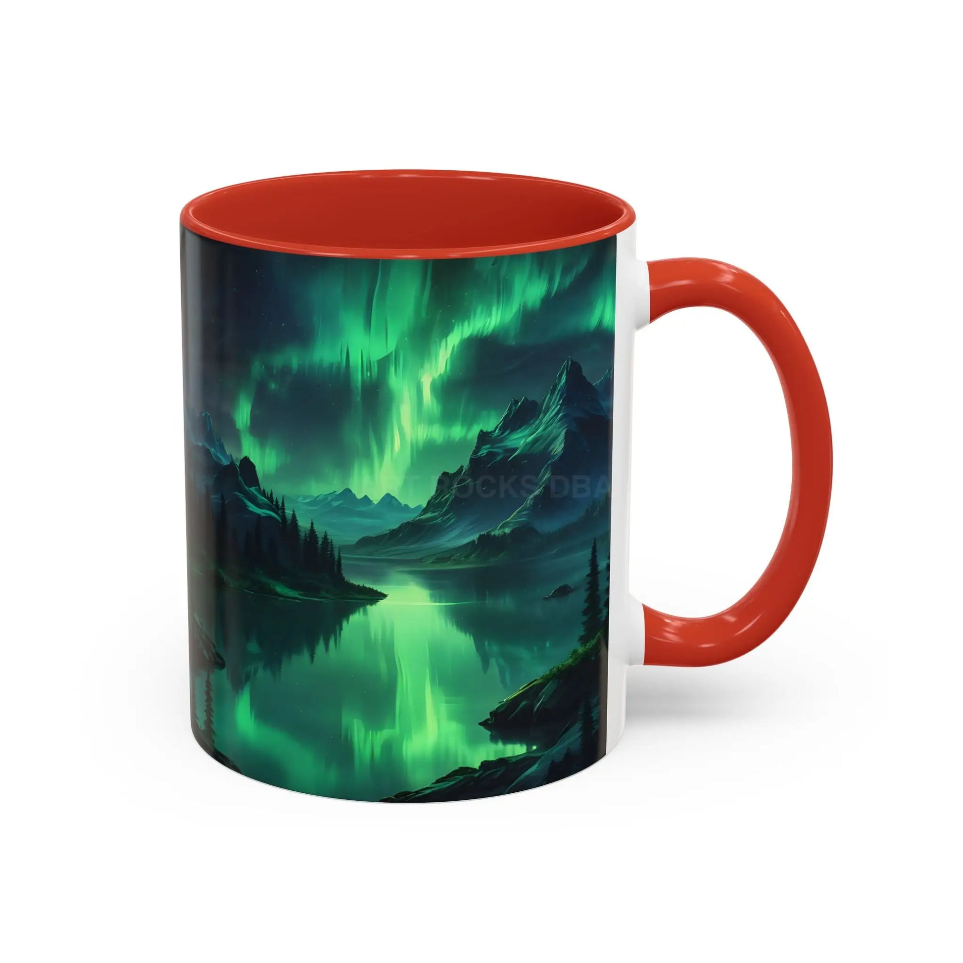 Aurora Borealis Lakeside Coffee Mug – Northern Lights Scenic Accent Mug - Mug