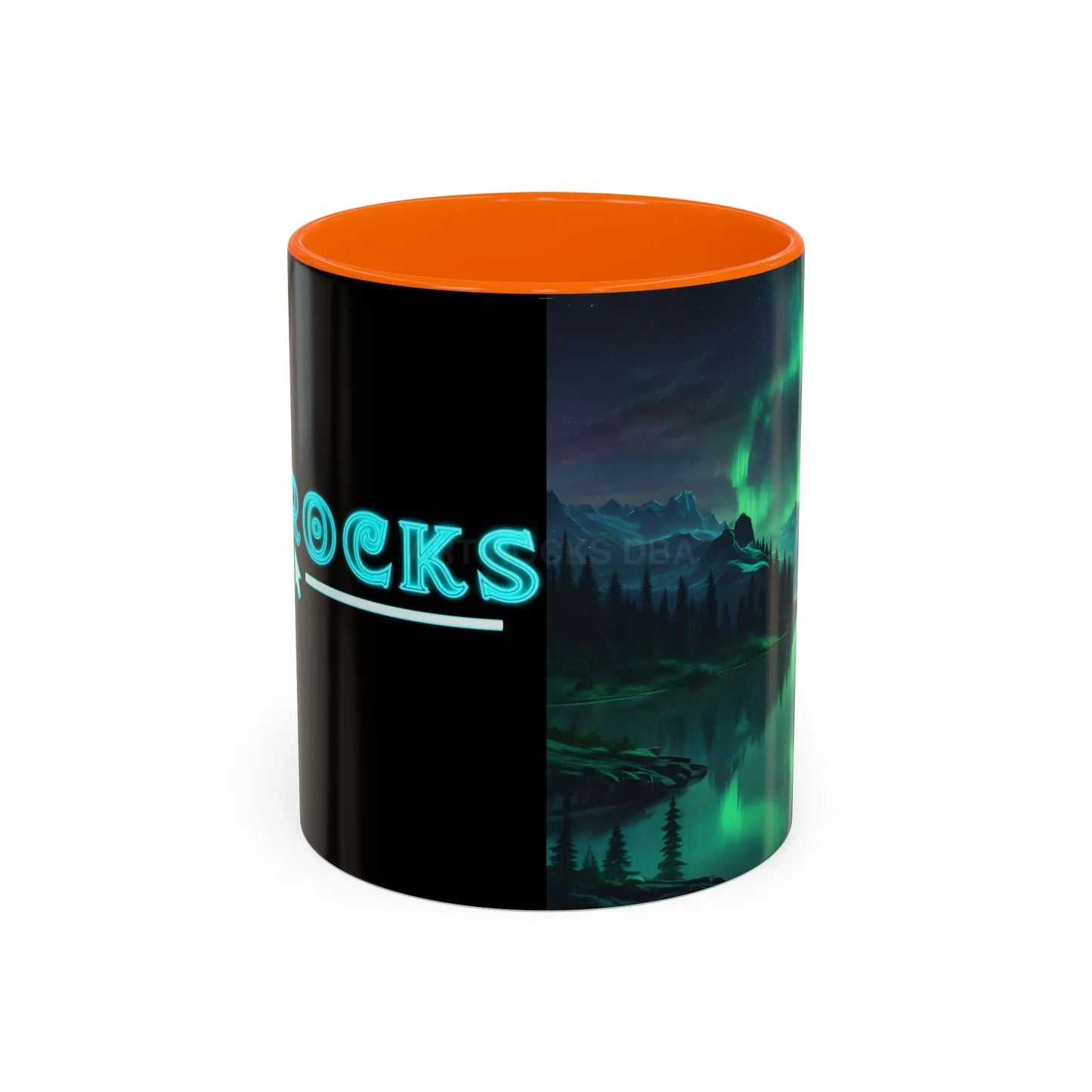 Aurora Borealis Lakeside Coffee Mug – Northern Lights Scenic Accent Mug - 11oz / Orange - Mug