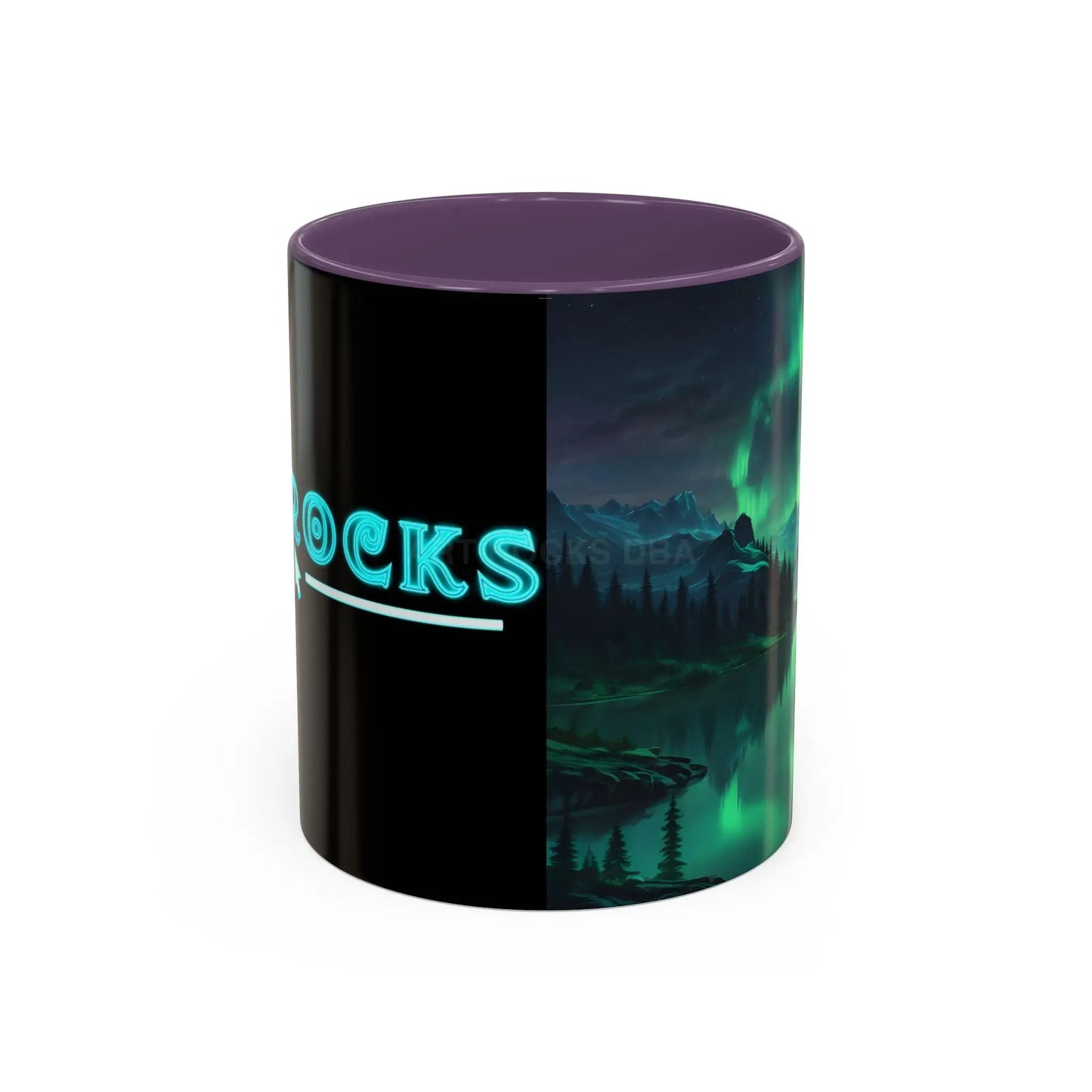 Aurora Borealis Lakeside Coffee Mug – Northern Lights Scenic Accent Mug - 11oz / Purple - Mug