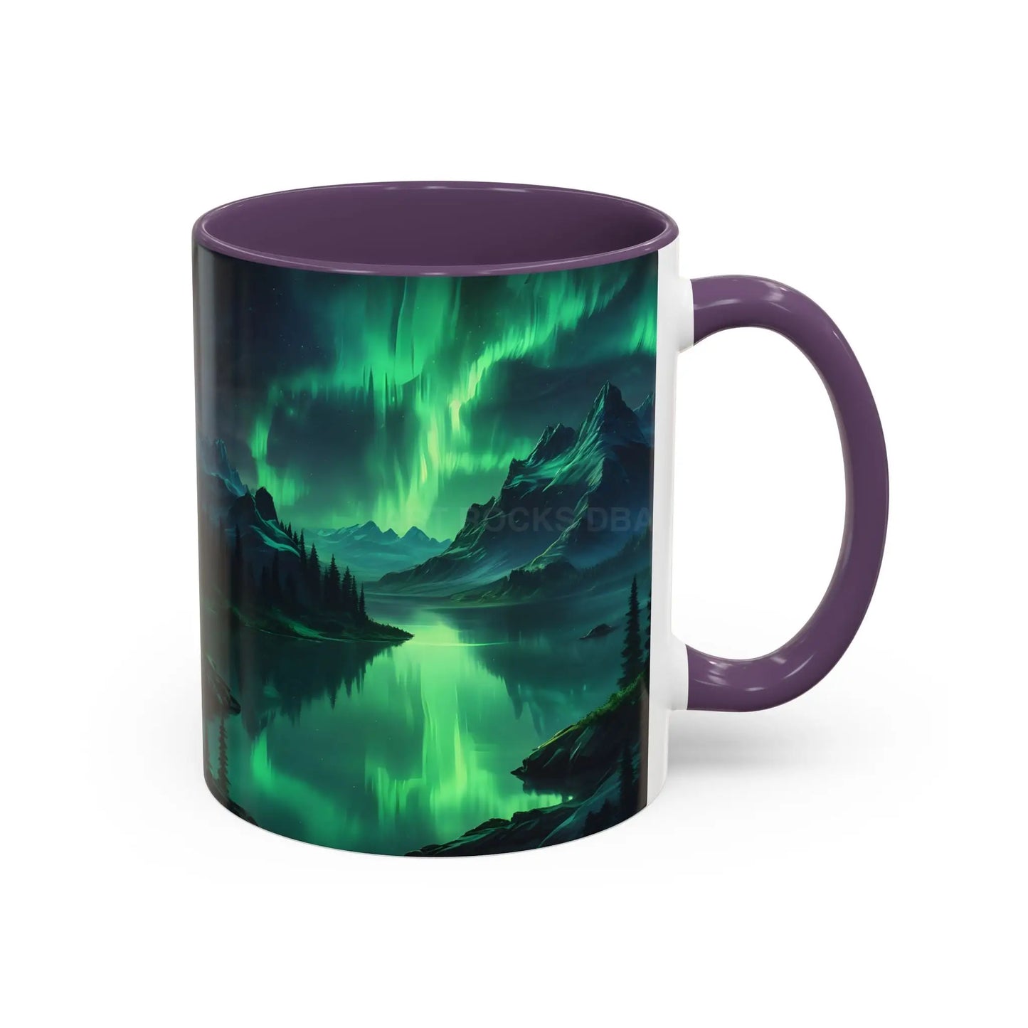 Aurora Borealis Lakeside Coffee Mug – Northern Lights Scenic Accent Mug - Mug