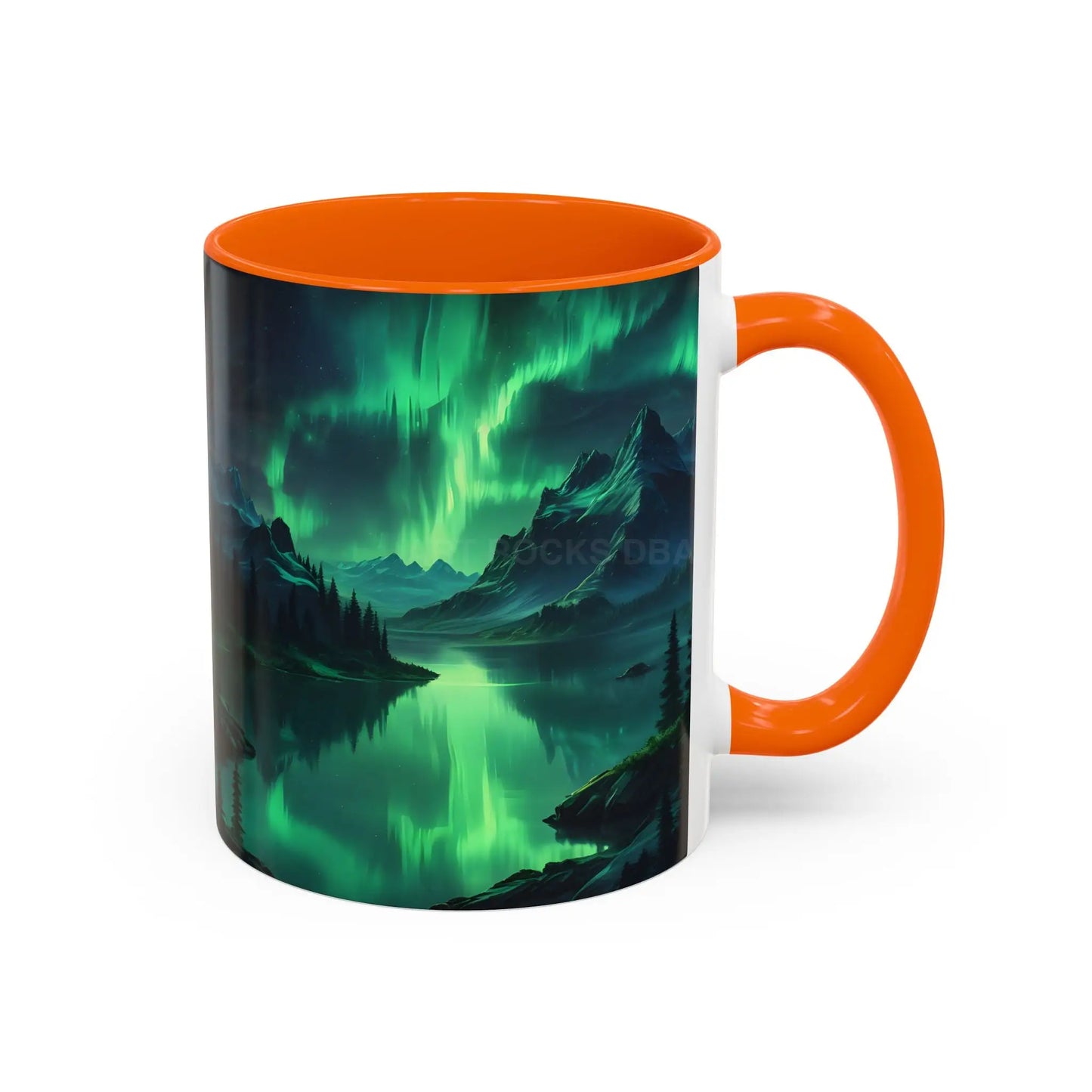 Aurora Borealis Lakeside Coffee Mug – Northern Lights Scenic Accent Mug - Mug