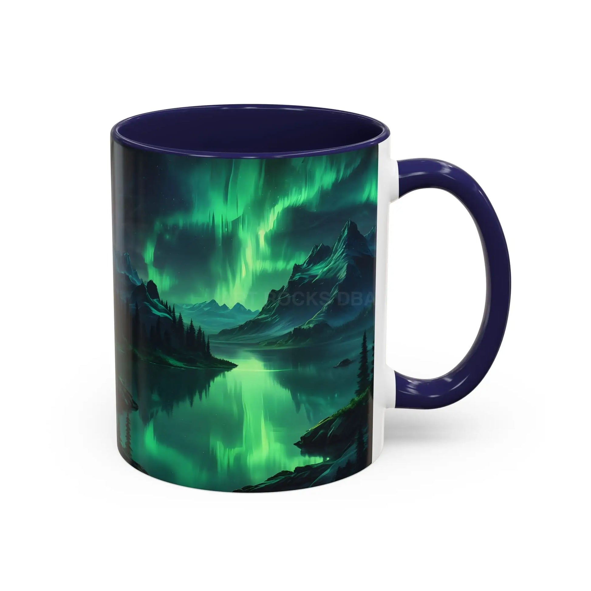 Aurora Borealis Lakeside Coffee Mug – Northern Lights Scenic Accent Mug - Mug