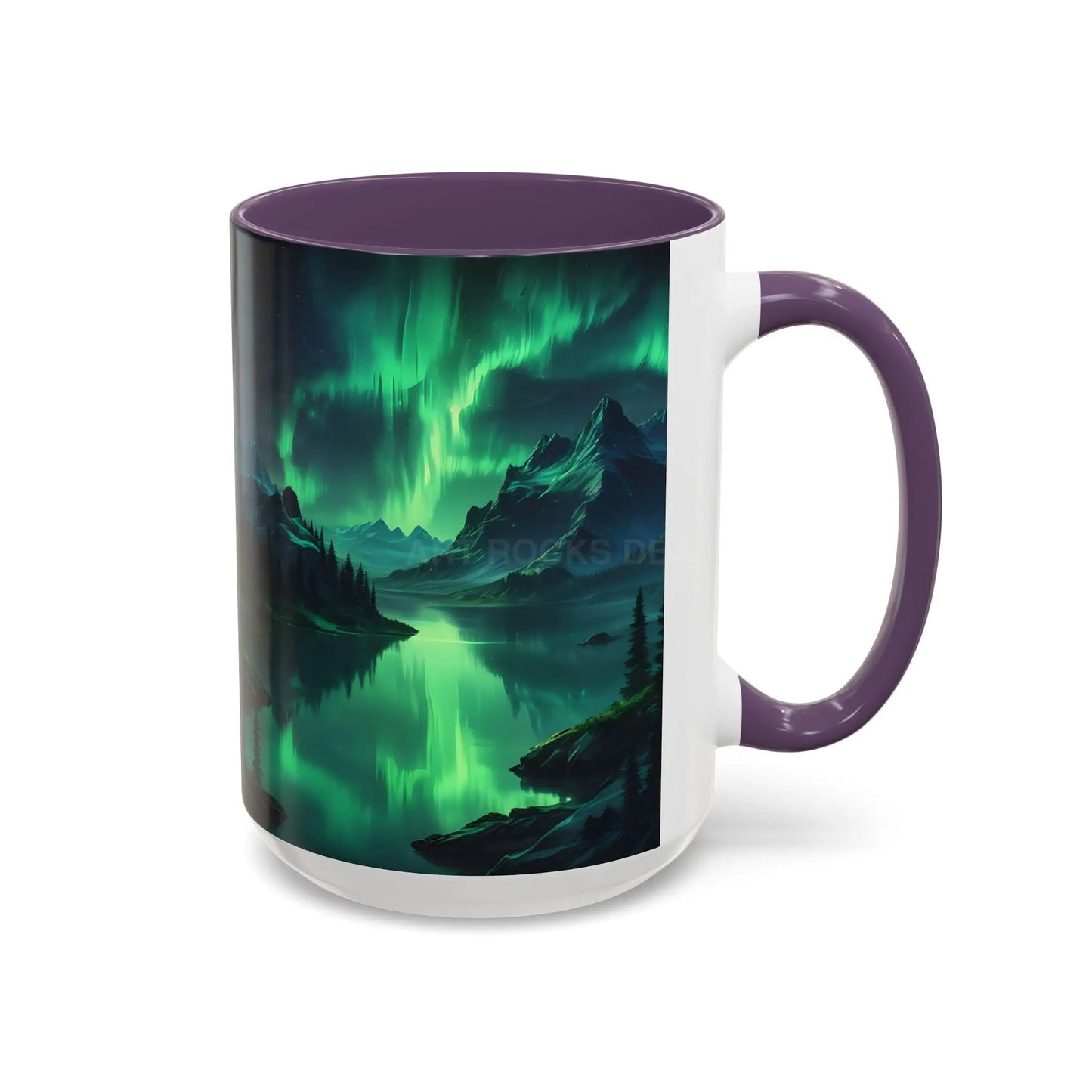 Aurora Borealis Lakeside Coffee Mug – Northern Lights Scenic Accent Mug - Mug