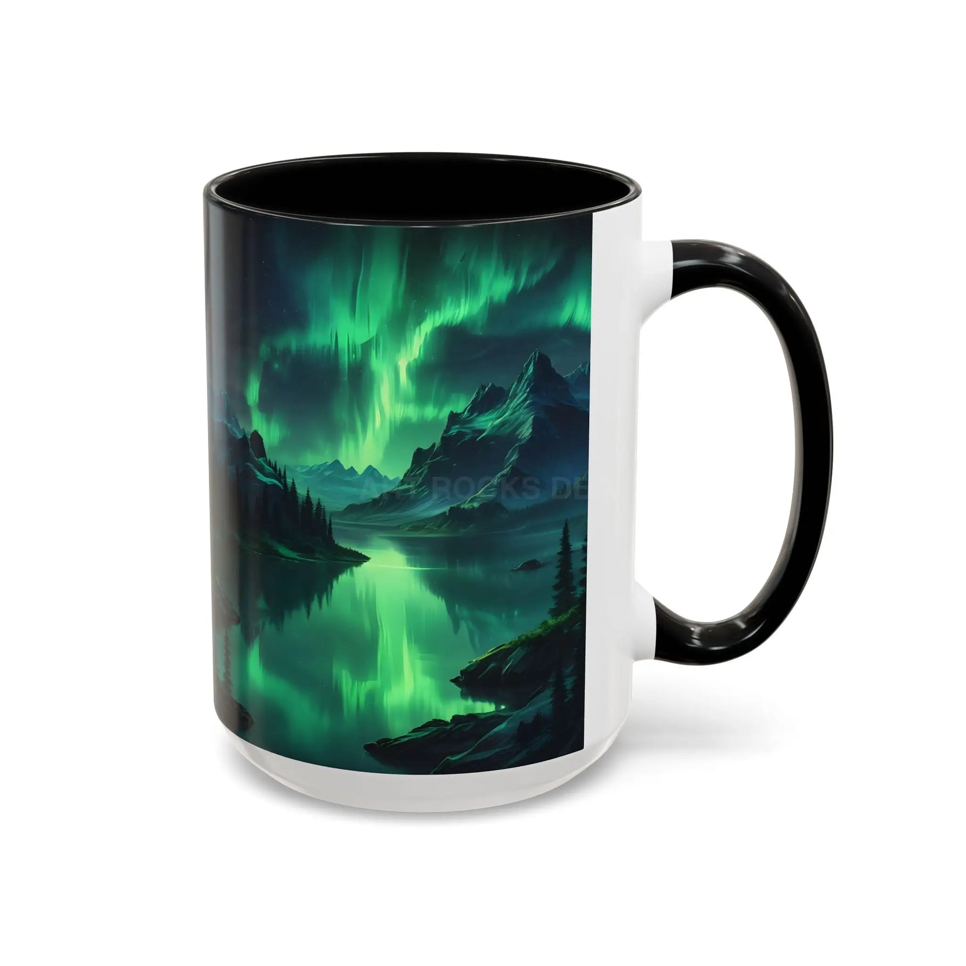 Aurora Borealis Lakeside Coffee Mug – Northern Lights Scenic Accent Mug - Mug